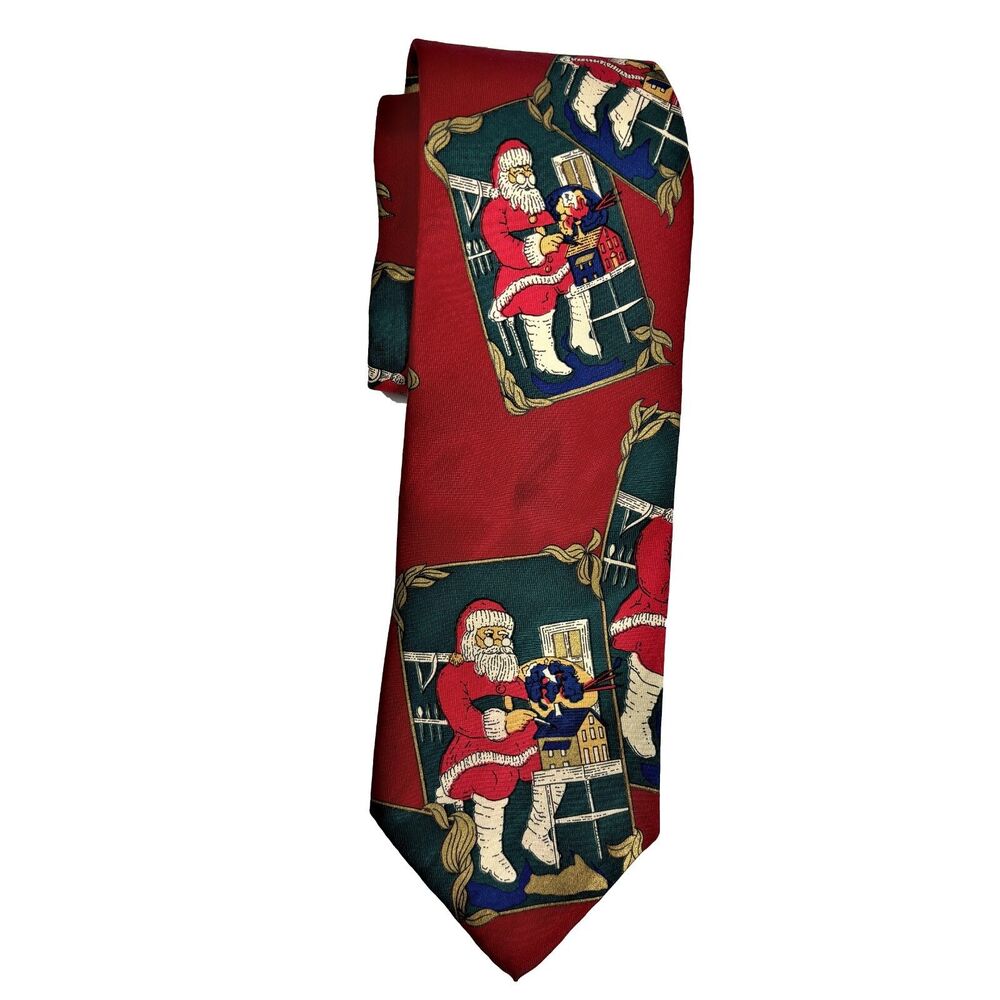 Cape Cod Mens Holiday Silk Necktie Preppy Office Christmas Santa Novelty